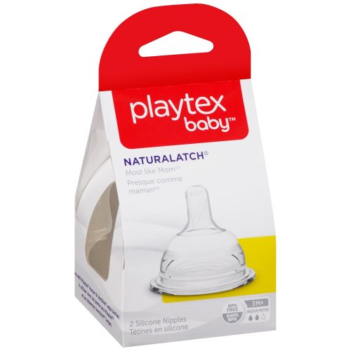  Playtex NaturaLatchNipple, Medium Flow, 2-Count