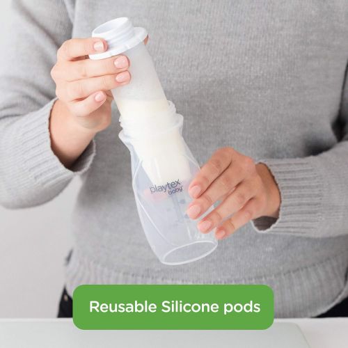  Playtex Baby Nurser Reusable Silicone PODS, Breastmilk Storage & Air-Free Feeding, 6 Ounce, 6 Count