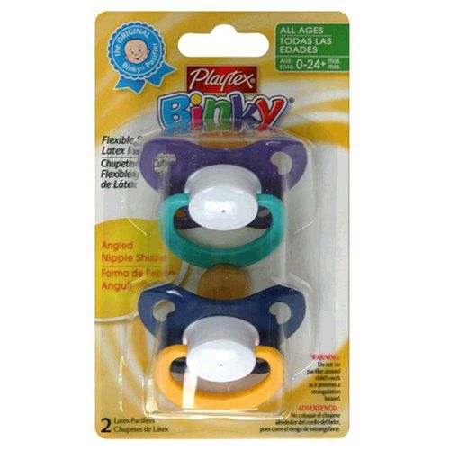  Playtex Playtex Baby Binky Flex Angled Ortho Latex Pacifiers, 2ct (Discontinued by Manufacturer)