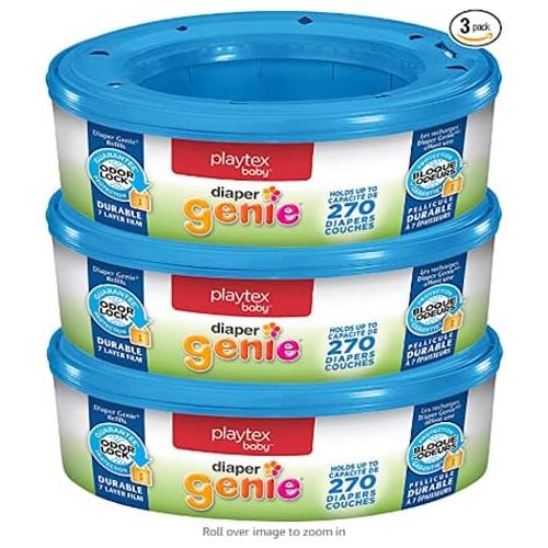  Playtex Diaper Genie Refill Bags, Ideal for Diaper Genie Diaper Pails, Pack of 3, 810 Count