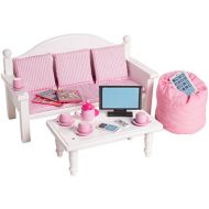 Playtime by Eimmie 18 Inch Doll Sofa & Coffee Table Furniture Set Living Room + Accessories