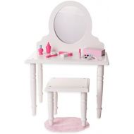 18 Inch Doll Vanity and Stool Set with Makeup Accessories- Playtime by Eimmie Collection