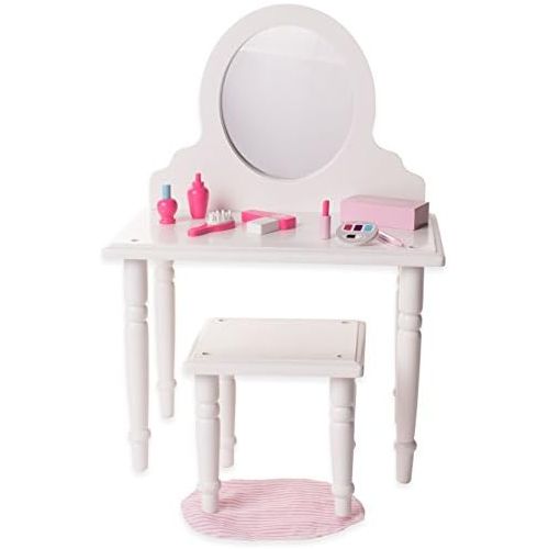  18 Inch Doll Vanity and Stool Set with Makeup Accessories- Playtime by Eimmie Collection
