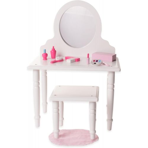  18 Inch Doll Vanity and Stool Set with Makeup Accessories- Playtime by Eimmie Collection