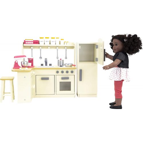  Playtime by Eimmie 18 Inch Doll Furniture Kitchen Set w Refrigerator and Accessories Collection