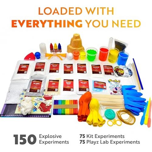  Playz Mega Kaboom! 150+ Explosive Science Experiments Kit for Kids Age 8-12 with 75 App & Video Guided Experiments - Chemistry Set STEM & Educational Toys & Gifts for Boys, Girls, Teenagers & Kids