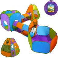 [아마존핫딜][아마존 핫딜] Playz 5-Piece Kids Pop up Play Tent Crawl Tunnel and Ball Pit with Basketball Hoop Playhouse for Boys, Girls, Babies, and Toddlers (Purple, Orange, Yellow, Red, Blue)