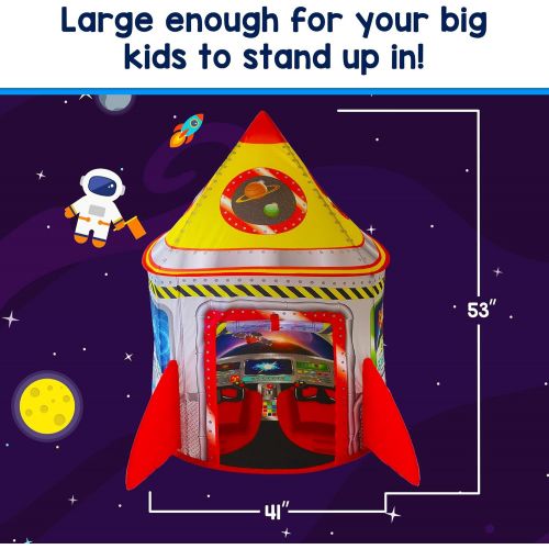  [아마존핫딜][아마존 핫딜] Playz 5-in-1 Rocket Ship Play Tent for Kids with Dart Board, Tic Tac Toe, Maze Game, & Immersive Floor - Indoor & Outdoor Popup Playhouse Set for Toddler, Baby, & Children Birthday