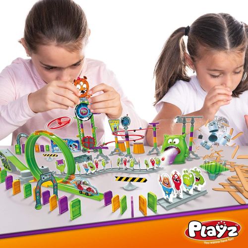  [아마존핫딜][아마존 핫딜] Playz Monster Chain Reactions Marble Run Science Kit STEM Toy with Race Tracks for Boys & Girls, Kids Roller Coaster Toy Experiments, Outer Space Theme Park, Boy Toy, Girl Toy, Edu