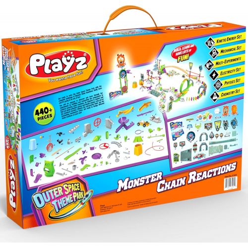  [아마존핫딜][아마존 핫딜] Playz Monster Chain Reactions Marble Run Science Kit STEM Toy with Race Tracks for Boys & Girls, Kids Roller Coaster Toy Experiments, Outer Space Theme Park, Boy Toy, Girl Toy, Edu