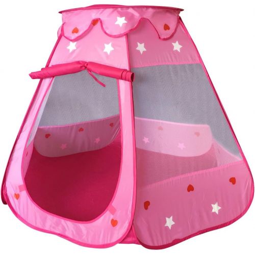  [아마존베스트]Playz Ball Pit Princess Castle Play Tents for Girls w/ Glow in The Dark Stars & 50 Balls - Pop Up Children Play Tent for Indoor & Outdoor Use Beautiful Playland Playhouse Tent w/ Z