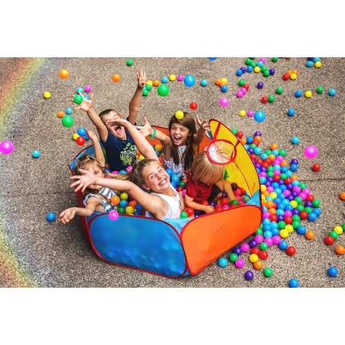  [아마존베스트]Playz 7pc Kids Playhouse Pop Up Play Tent Crawl Tunnel & Ball Pit with Basketball Hoop for Boys, Girls, Babies, and Toddlers - Indoor & Outdoor Use w/ Zipper Storage Case