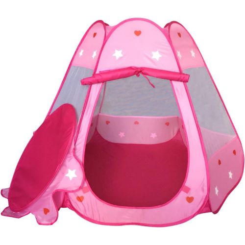  Playz Ball Pit Princess Castle Play Tents for Girls w/ Glow in The Dark Stars & 50 Balls - Pop Up Children Play Tent for Indoor & Outdoor Use Beautiful Playland Playhouse Tent w/ Z