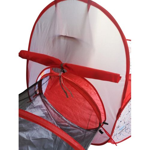  Playz 3pc Rocket Ship Astronaut Kids Play Tent, Tunnel, & Ball Pit with Basketball Hoop Toys for Boys, Girls, Babies, and Toddlers - STEM Inspired Educational Galactic Spaceship De
