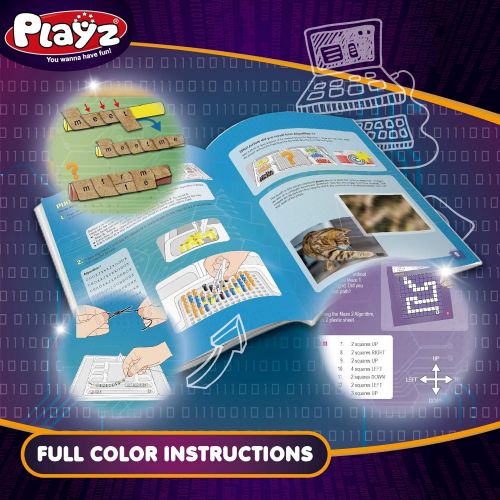  Playz My First Coding & Computer Science Kit - Learn About Binary Codes, Encryption, Algorithms & Pixelation Through Fun Puzzling Activities Without Using a Computer for Boys, Girl