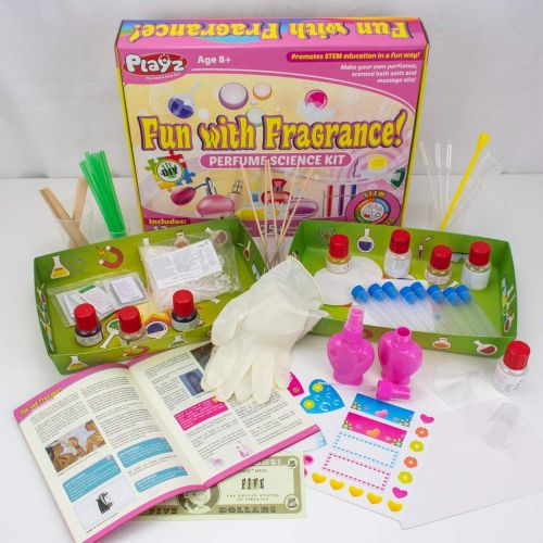  Playz Fun with Fragrance Perfume Making Science Kit for Kids - 13+ STEM Experiments & DIY Activities to Learn the Chemistry Behind Perfumes with 36 Page Lab Guide & 27+ Tools and I