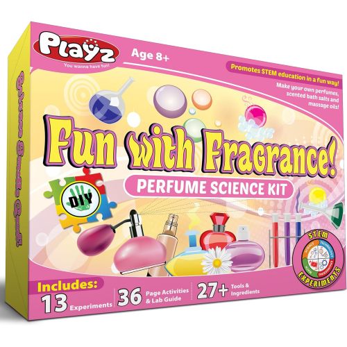  Playz Fun with Fragrance Perfume Making Science Kit for Kids - 13+ STEM Experiments & DIY Activities to Learn the Chemistry Behind Perfumes with 36 Page Lab Guide & 27+ Tools and I