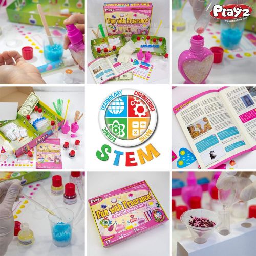  Playz Fun with Fragrance Perfume Making Science Kit for Kids - 13+ STEM Experiments & DIY Activities to Learn the Chemistry Behind Perfumes with 36 Page Lab Guide & 27+ Tools and I
