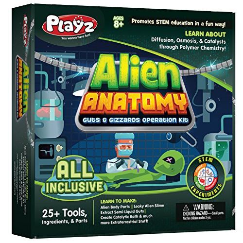  Playz Alien Anatomy Guts & Gizzards Operation Science Kit - 25+ Tools to Make Alien Body Parts & Slime, Extract Yucky Guts, & Create Catalytic Bath for Boys, Girls, Teenagers, & Ki