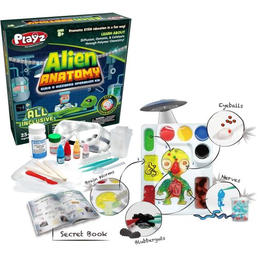  Playz Alien Anatomy Guts & Gizzards Operation Science Kit - 25+ Tools to Make Alien Body Parts & Slime, Extract Yucky Guts, & Create Catalytic Bath for Boys, Girls, Teenagers, & Ki