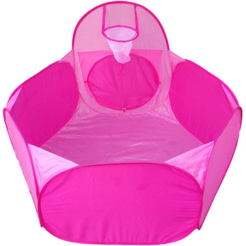  Playz 3pc Girls Princess Fairy Tale Castle Play Tent, Crawl Tunnel & Ball Pit w/ Pink Prairie Design - Foldable for Indoor & Outdoor Use w/ Zipper Storage Case