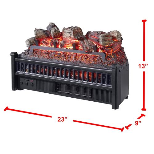 Pleasant Hearth Electric Log Insert with Removeable Fireback with Heater, Black