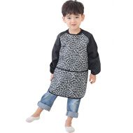 [아마존베스트]Plie Kids Art Smocks, Children Waterproof Artist Painting Aprons Long Sleeve with Pockets, Black Leopard (32-XL)