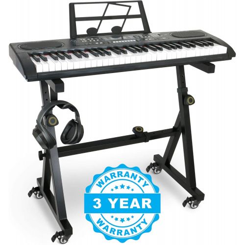  Plixio Piano Keyboard Stand wWheels - Z Style Adjustable & Portable Professional Heavy Duty Digital Piano Stand (Fits 54-88 Key Electric Pianos)