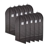 Plixio 40” Black Garment Bags for Clothing Storage of Suits, Dresses & Dance CostumesIncludes Zipper & Transparent Window (10 Pack)