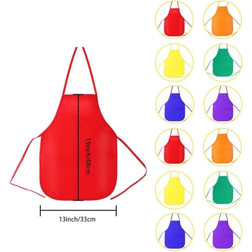  [아마존베스트]Pllieay 12 Pieces 6 Colors Fabric Aprons for 5-10 Years Non Woven Kids Artist Apron Applied in Kitchen, Classroom, Community Event, Party, Crafts and Art Painting Activity