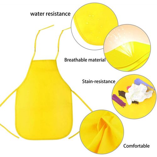  [아마존베스트]Pllieay 12 Pieces 6 Colors Fabric Aprons for 5-10 Years Non Woven Kids Artist Apron Applied in Kitchen, Classroom, Community Event, Party, Crafts and Art Painting Activity