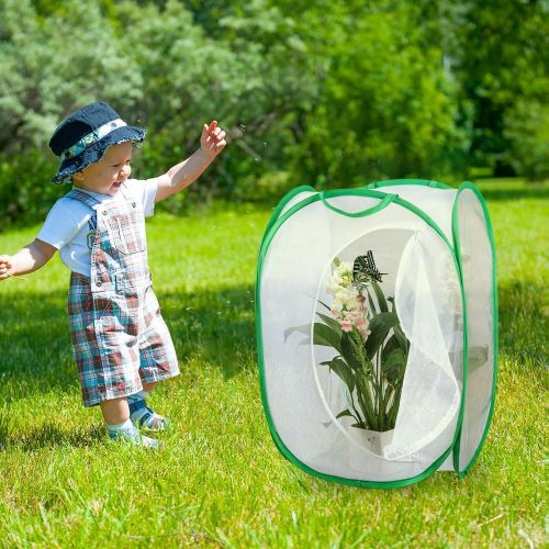  [아마존베스트]Pllieay Collapsible Insect and Butterfly Habitat Net with Instructions 23.6 inches Tall White Kids Butterfly Net