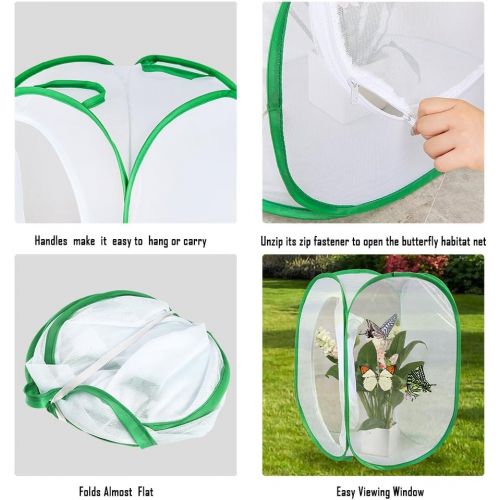  [아마존베스트]Pllieay Collapsible Insect and Butterfly Habitat Net with Instructions 23.6 inches Tall White Kids Butterfly Net