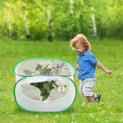  [아마존베스트]Pllieay Collapsible Insect and Butterfly Habitat Net with Instructions 23.6 inches Tall White Kids Butterfly Net