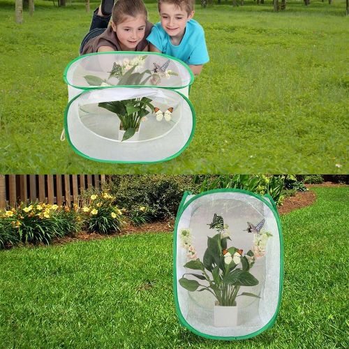  [아마존베스트]Pllieay Collapsible Insect and Butterfly Habitat Net with Instructions 23.6 inches Tall White Kids Butterfly Net