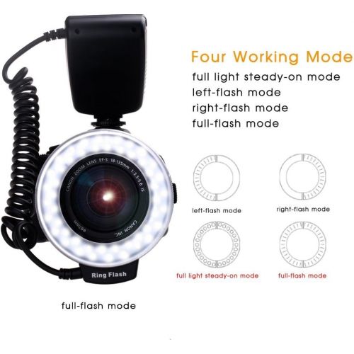  PLOTURE Flash Light with LCD Display Adapter Rings and Flash Diff-Users Works with Canon Nikon and Other DSLR Cameras