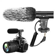 Ploture Camera Microphone, Video Microphone with Shock Mount Deadcat Windscreen for Sony, Nikon, Canon, Fuji, DSLRs, Camcorders, Photography Interview Shotgun Mic with 3.5mm Jack