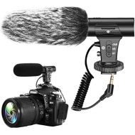 Ploture Camera Microphone, Video Microphone with Shock Mount Deadcat Windscreen for Sony, Nikon, Canon, Fuji, DSLRs, Camcorders, Photography Interview Shotgun Mic with 3.5mm Jack