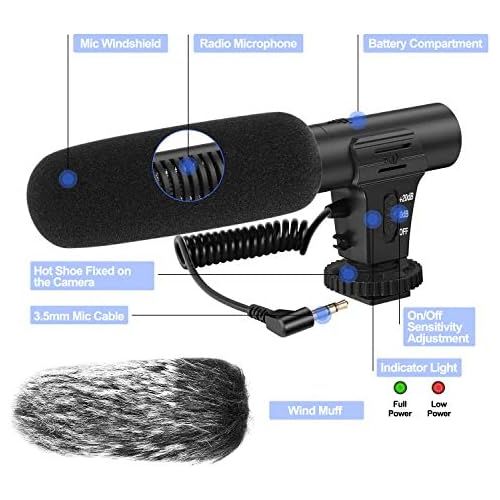  Ploture Camera Microphone, Video Microphone with Shock Mount Deadcat Windscreen for Sony, Nikon, Canon, Fuji, DSLRs, Camcorders, Photography Interview Shotgun Mic with 3.5mm Jack