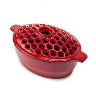 Plow & Hearth 2.3 Qt. Cast Iron Lattice Steamer, Red, 2.3 quart