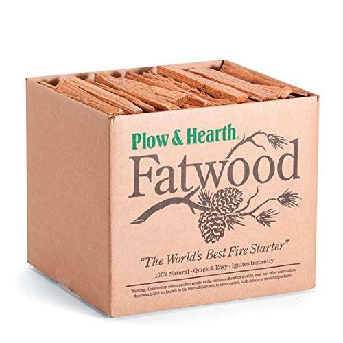  Plow & Hearth Boxed Fatwood Fire Starter All Natural Organic Resin Rich Eco Friendly Kindling Sticks for Wood Stoves Fireplaces Campfires Fire Pits Burns Quickly and Easily Safe No