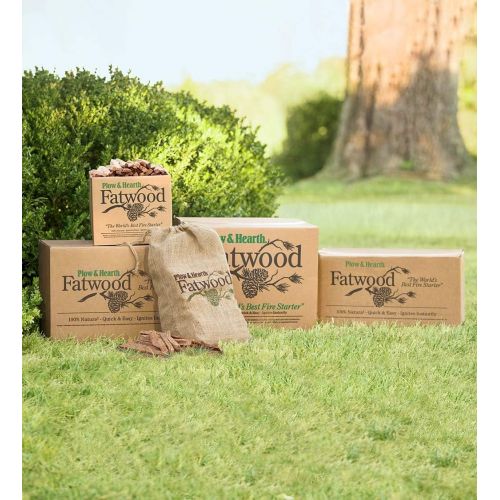  Plow & Hearth Boxed Fatwood Fire Starter All Natural Organic Resin Rich Eco Friendly Kindling Sticks for Wood Stoves Fireplaces Campfires Fire Pits Burns Quickly and Easily Safe No