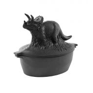 Plow and Hearth Plow & Hearth Triceratops Dinosaur Wood Stove Steamer, Solid Cast Iron, Matte Black Finish, Rust Resistant, Decorative Functional Alternative to Electric Humidifiers, 2¾ QT Capacit