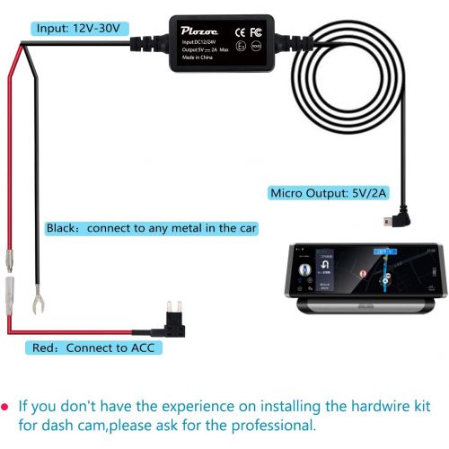  [아마존베스트]Dash Cam Hardwire Kit, Micro USB Hard Wire Kit for Dashcam, Plozoe 12V-30V to 5V Car Dash Camera Charger Power Cord, Gift 4 Fuse Tap Cable and Installation Tool（11.5ft）