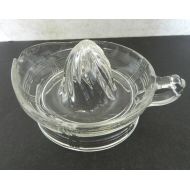 /Pluckylucky Hazel Atlas Depression Criss Cross Pattern Citrus Reamer Juicer Clear Crystal