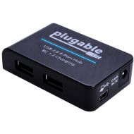 Plugable 4-Port USB-A 2.0 Hub with 12.5W Power Adapter and BC 1.2 Charging