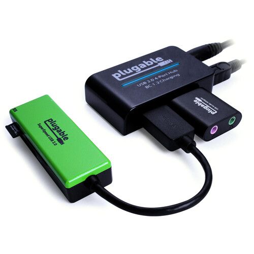  Plugable 4-Port USB-A 2.0 Hub with 12.5W Power Adapter and BC 1.2 Charging