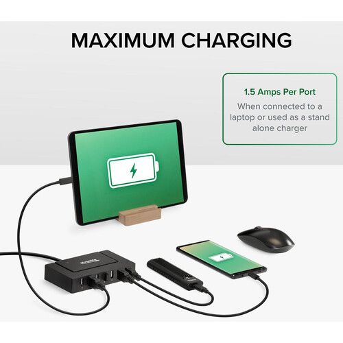  Plugable 7-Port USB-A 2.0 Hub with 60W Power Adapter and BC 1.2 Charging