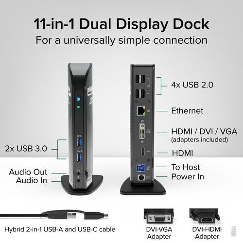  Plugable UD-3900 USB 3.0 Dual-Display Docking Station for Windows