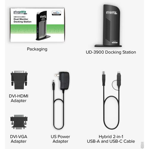  Plugable UD-3900 USB 3.0 Dual-Display Docking Station for Windows